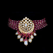 Omisa Ruby Pearl Bridal Choker
